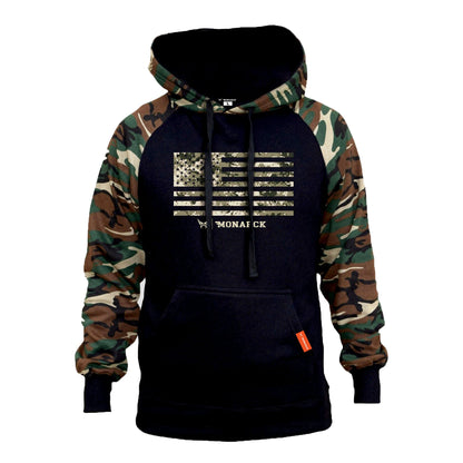 Monarck American Camo Raglan Hoodie Black 057